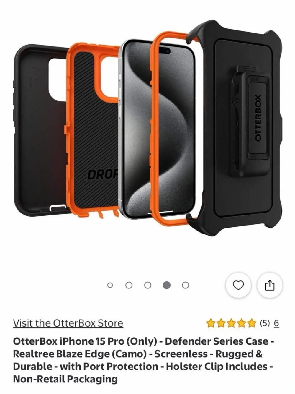 OtterBox Defender Series Case for iPhone 15 Pro - Realtree Blaze Edge Camo/Black